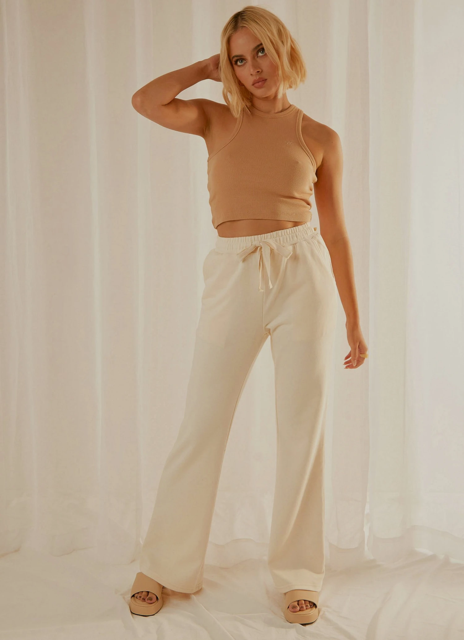 Peppermayo Exclusive Lira Flare Trackpant - Creme New & Most Loved 1 Peppermayo Exclusive Lira Flare Trackpant - Creme New & Most Loved