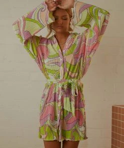 Peppermayo Exclusive Soho Chic Shirt Dress - Retro Swirl New & Most Loved