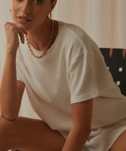 Peppermayo Exclusive Girls Weekend Waffle Tee - White 8 Peppermayo Exclusive Girls Weekend Waffle Tee - White