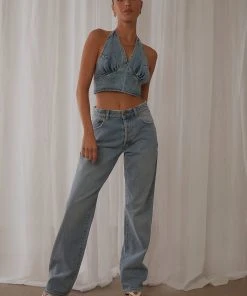 Lioness Fashion New & Most Loved Provence Halter Top - Light Denim