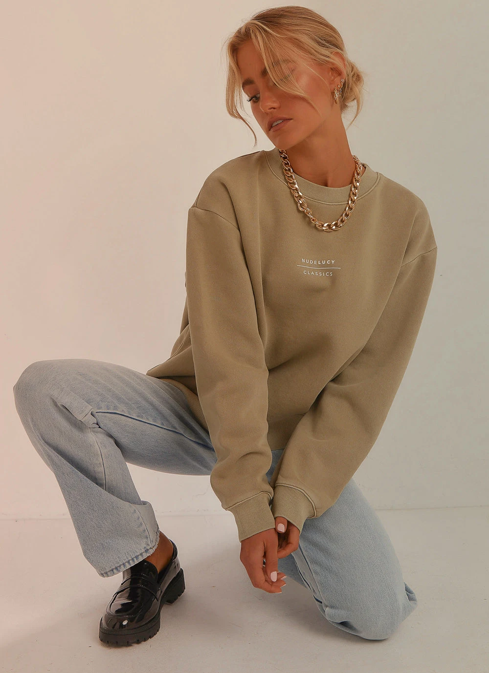 Nude Lucy New & Most Loved Nude Classics Slogan Sweat - Washed Sage 1 Nude Lucy New & Most Loved Nude Classics Slogan Sweat - Washed Sage