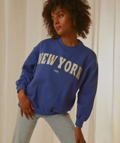 Peppermayo Big City Crewneck Sweater - Cobalt Blue