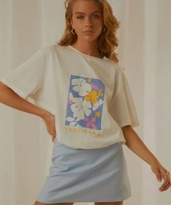 Charlie Holiday Tropicana Boyfriend Tee - White