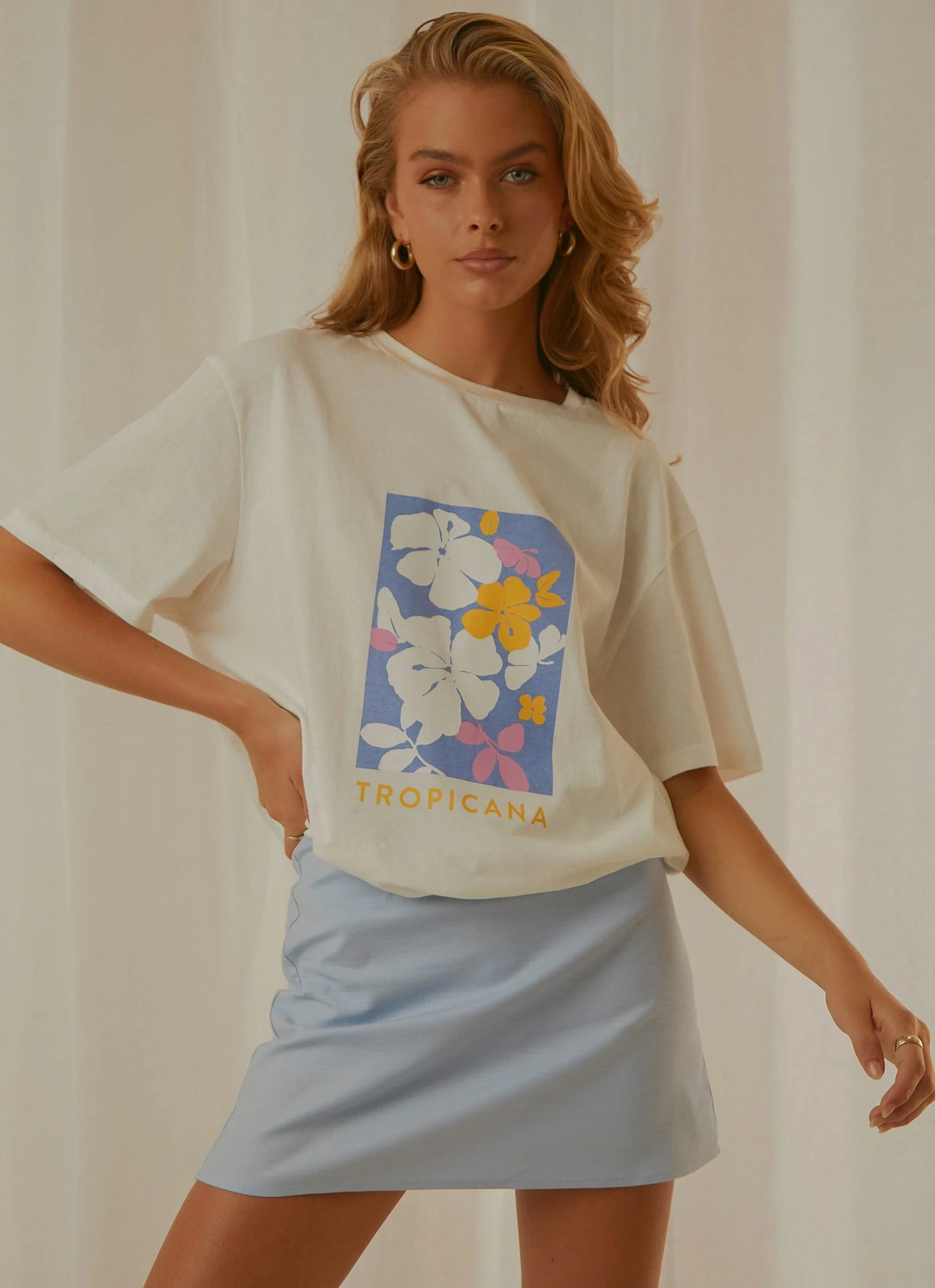 Charlie Holiday Tropicana Boyfriend Tee - White 2 Charlie Holiday Tropicana Boyfriend Tee - White