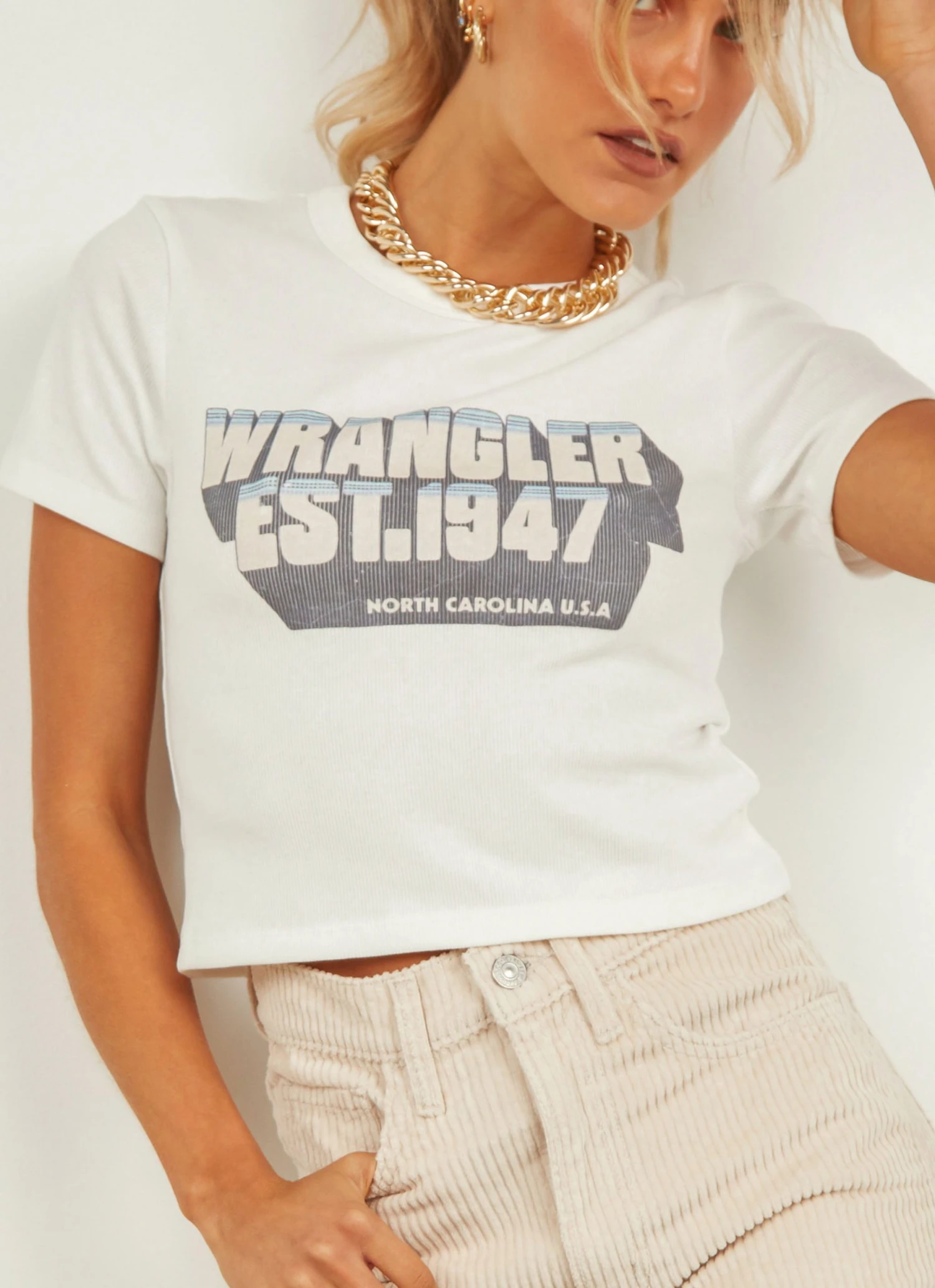 Wrangler Dreambound Rib Tee - Vintage White 1 Wrangler Dreambound Rib Tee - Vintage White