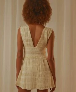 Peppermayo Exclusive Heartbreak Hotel Ruched Mini Dress - Creme