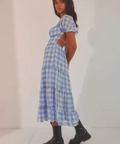 Peppermayo New Dresses Blissful Midi Dress - Blue Check 8 Peppermayo New Dresses Blissful Midi Dress - Blue Check