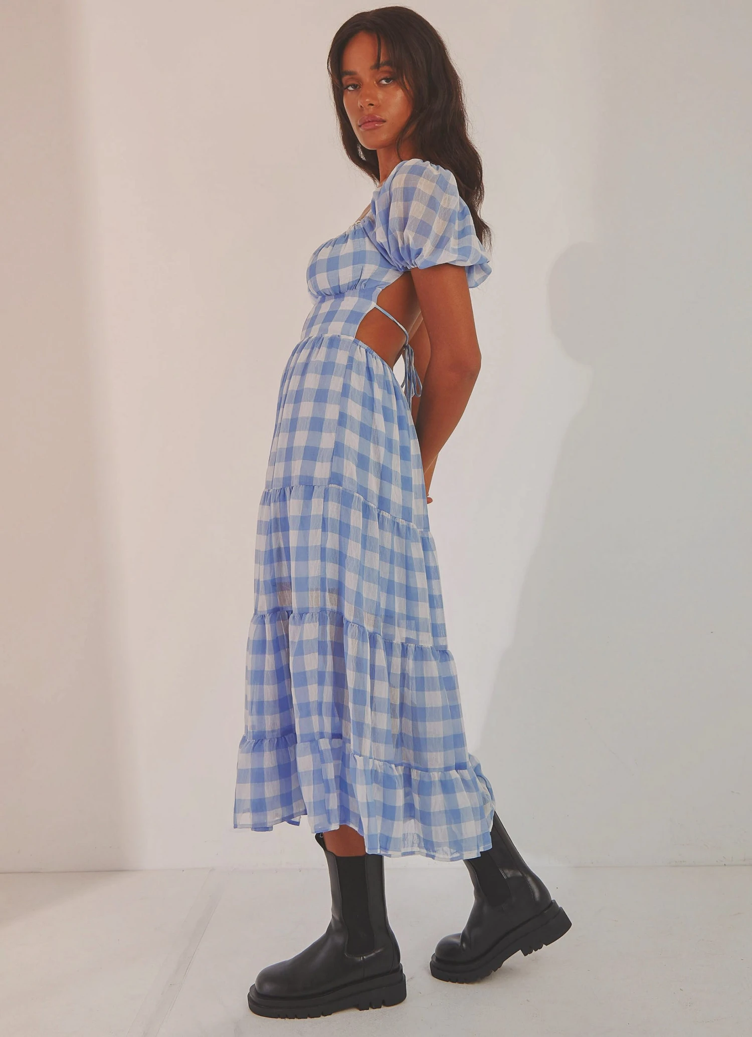 Peppermayo New Dresses Blissful Midi Dress - Blue Check 4 Peppermayo New Dresses Blissful Midi Dress - Blue Check