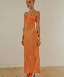 Peppermayo Exclusive California Honey Sheer Maxi Dress - Tangerine 8 Peppermayo Exclusive California Honey Sheer Maxi Dress - Tangerine