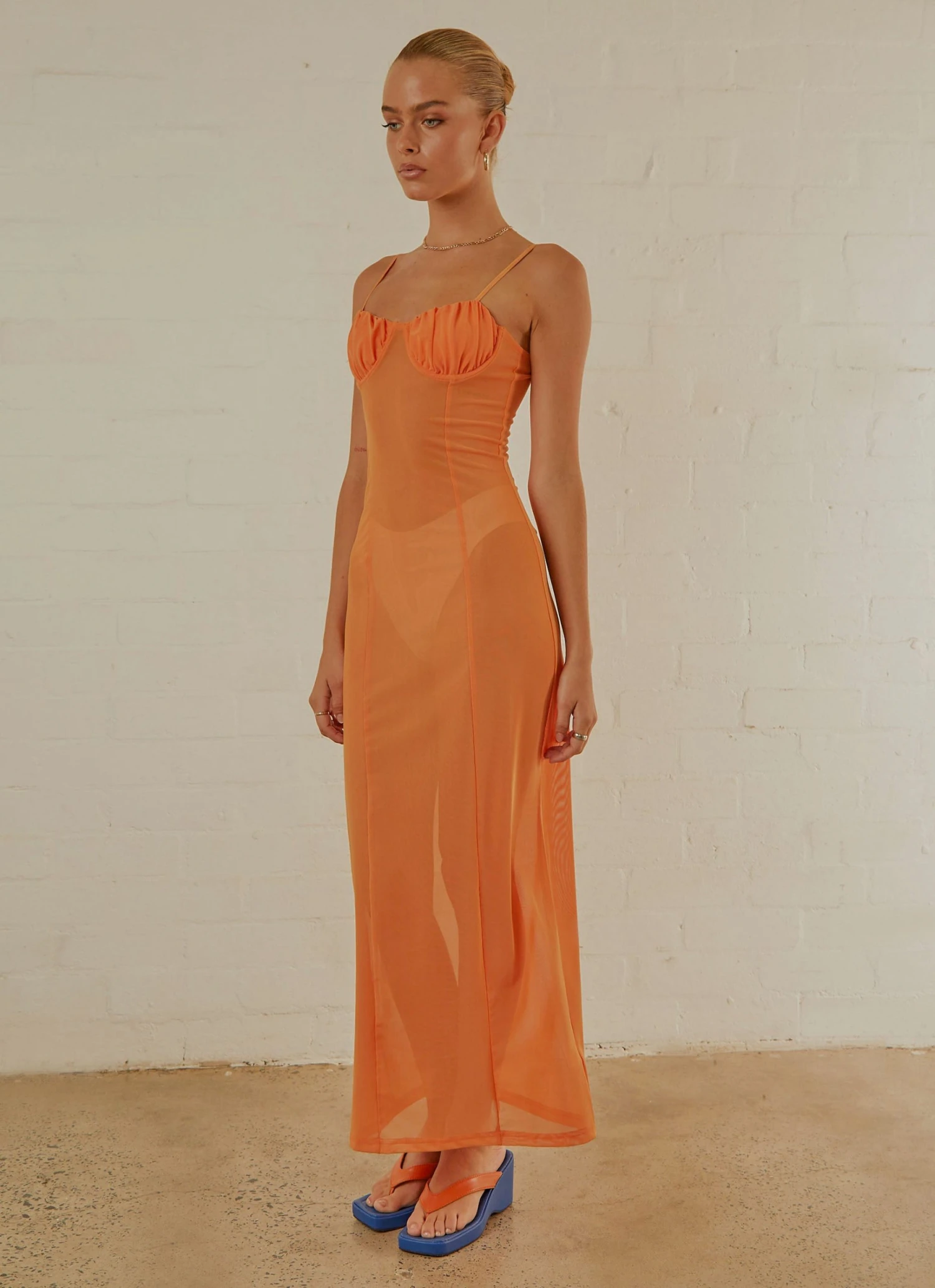 Peppermayo Exclusive California Honey Sheer Maxi Dress - Tangerine 4 Peppermayo Exclusive California Honey Sheer Maxi Dress - Tangerine