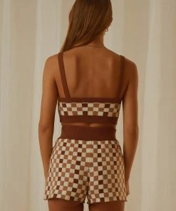 Peppermayo Exclusive Remix It Knit Crop - Choc Check New & Most Loved