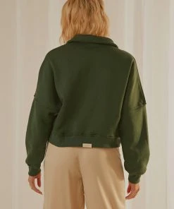 Peppermayo Exclusive Naya Quarter Zip Jumper - Forest Green