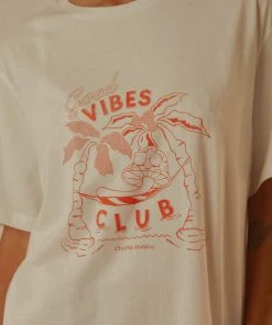 Charlie Holiday Good Vibes Club Boyfriend Tee - White 9 Charlie Holiday Good Vibes Club Boyfriend Tee - White