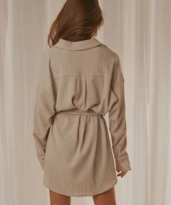 Peppermayo Exclusive Sianne Mini Shirt Dress - Taupe New & Most Loved 11 Peppermayo Exclusive Sianne Mini Shirt Dress - Taupe New & Most Loved