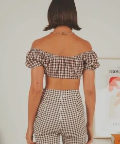 Peppermayo Exclusive New & Most Loved Les Deux Crop Top - Choc Brown Gingham 7 Peppermayo Exclusive New & Most Loved Les Deux Crop Top - Choc Brown Gingham