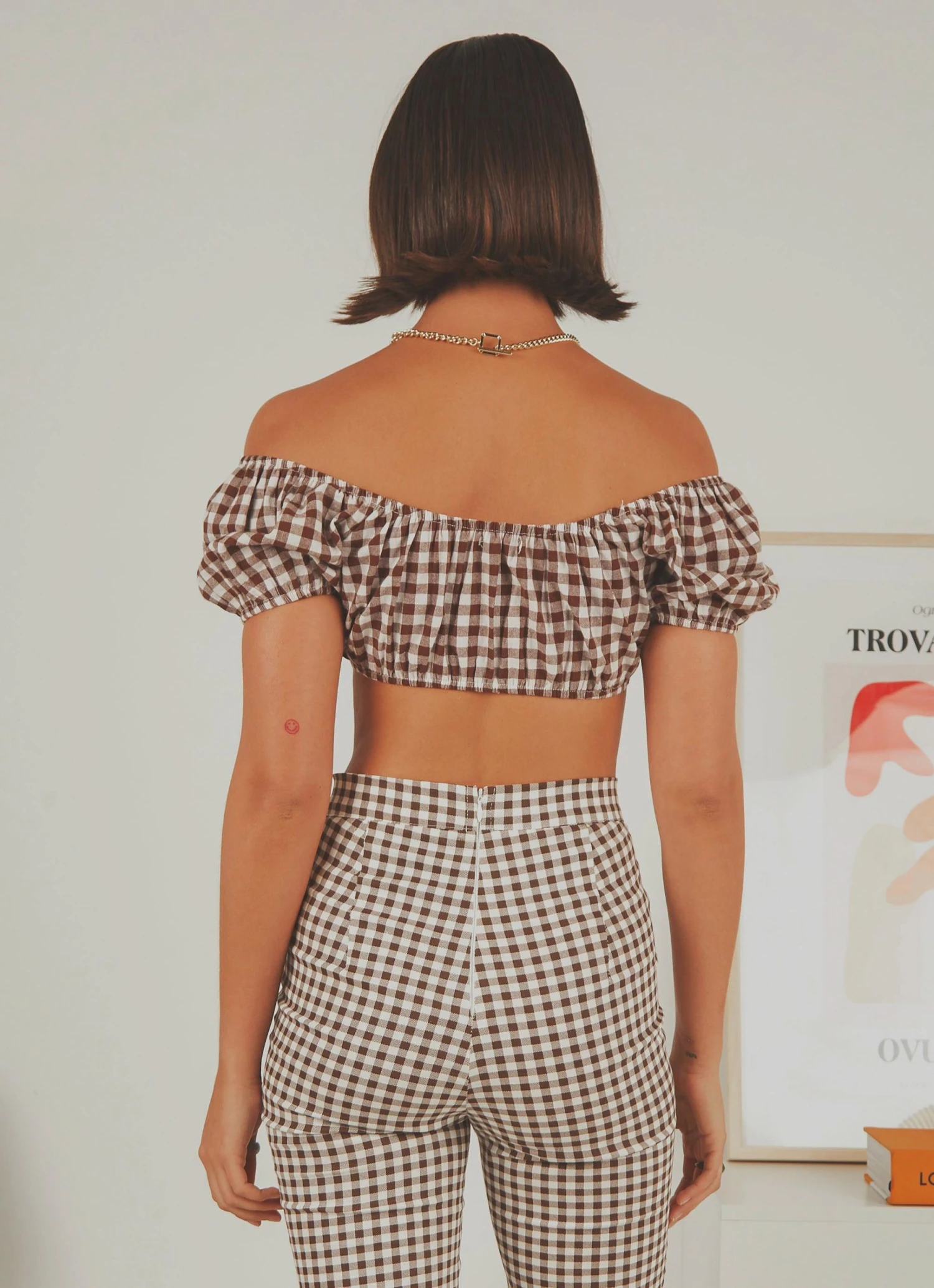 Peppermayo Exclusive New & Most Loved Les Deux Crop Top - Choc Brown Gingham 4 Peppermayo Exclusive New & Most Loved Les Deux Crop Top - Choc Brown Gingham