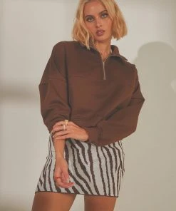 Peppermayo Exclusive Naya Quarter Zip Jumper - Choc Brown New & Most Loved 7 Peppermayo Exclusive Naya Quarter Zip Jumper - Choc Brown New & Most Loved