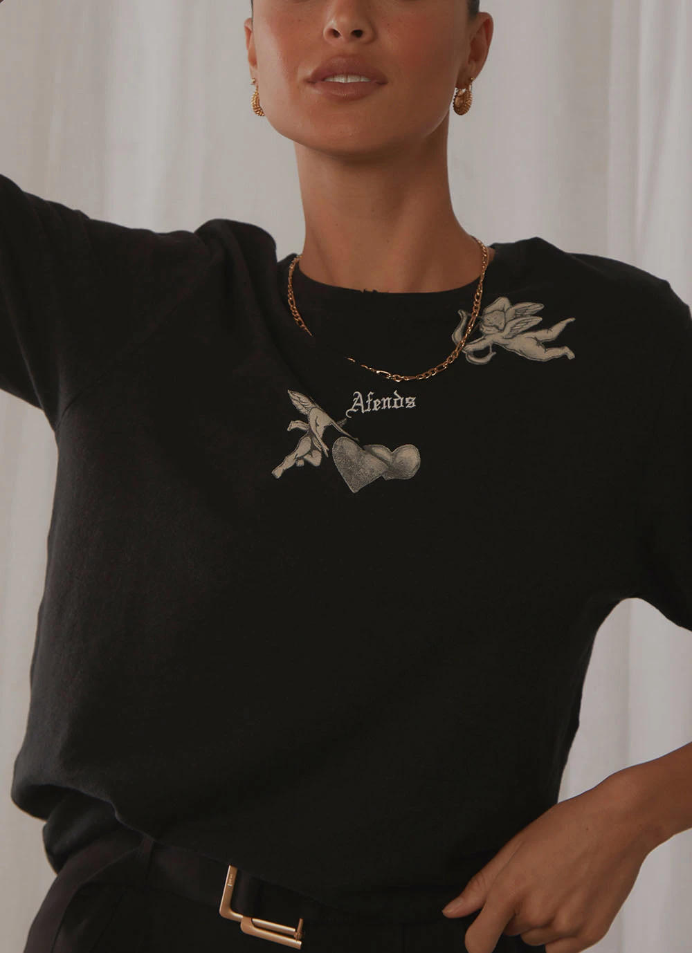 Afends Angel Hemp Boyfriend Tee - Black 1 Afends Angel Hemp Boyfriend Tee - Black