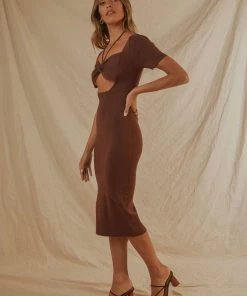 Peppermayo New & Most Loved Kourtney Midi Dress - Chocolate