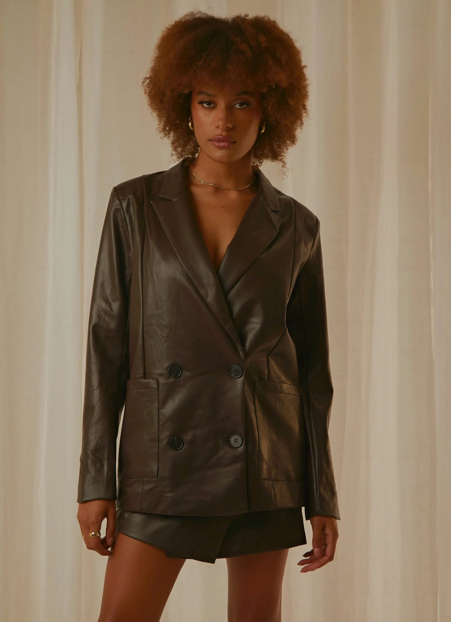 4th & Reckless Cappucine Blazer - Truffle PU New & Most Loved 1 4th & Reckless Cappucine Blazer - Truffle PU New & Most Loved