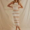 Peppermayo New & Most Loved Wave Of You Midi Dress - Beige And White Stripe