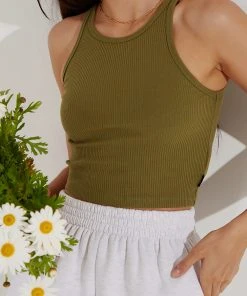 Afends New & Most Loved Pearl - Rib Singlet - Olive