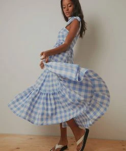 Peppermayo To The Beach Maxi Dress - Blue Check New Dresses