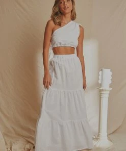 National Breast Cancer Foundation X Peppermayo Aperol Hour Linen Maxi Skirt - White New & Most Loved