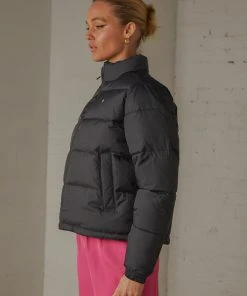 Huffer Womens Track Puffer Jacket - Black