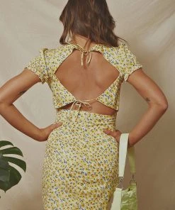 Peppermayo Late Lunch Floral Mini Dress - Yellow Floral New Dresses