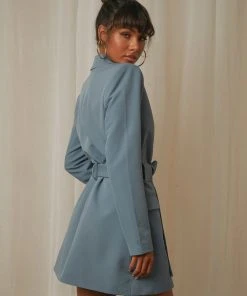 4th & Reckless New & Most Loved Felix Blazer Dress - Dusty Blue 8 4th & Reckless New & Most Loved Felix Blazer Dress - Dusty Blue