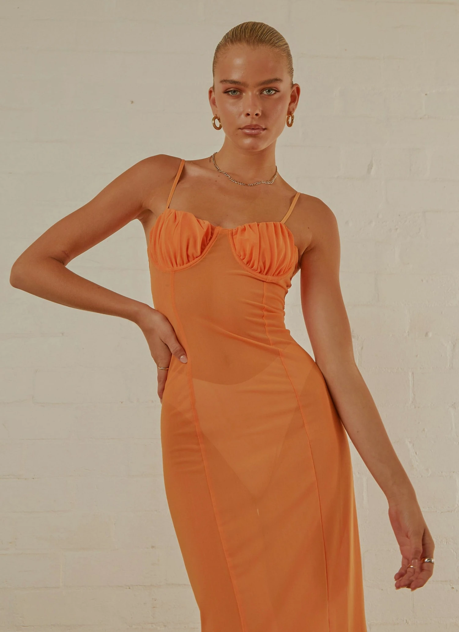 Peppermayo Exclusive California Honey Sheer Maxi Dress - Tangerine 1 Peppermayo Exclusive California Honey Sheer Maxi Dress - Tangerine
