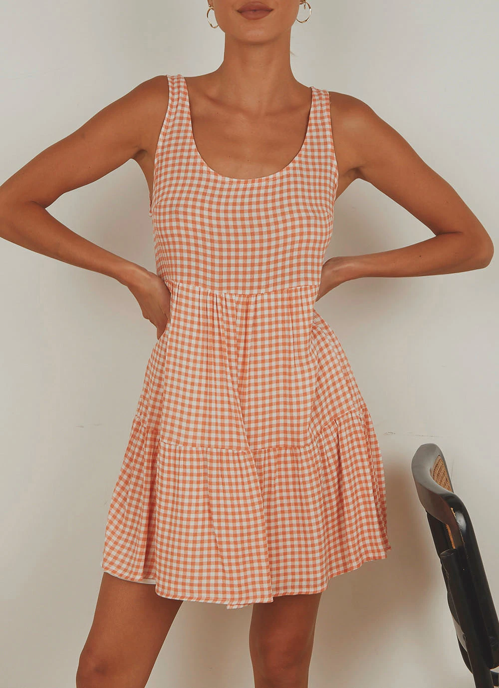 Peppermayo Facing The Sun Mini Dress - Peach Gingham New Dresses 2 Peppermayo Facing The Sun Mini Dress - Peach Gingham New Dresses