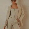Peppermayo Exclusive New & Most Loved Mia Oversized Blazer - Stone Pinstripe