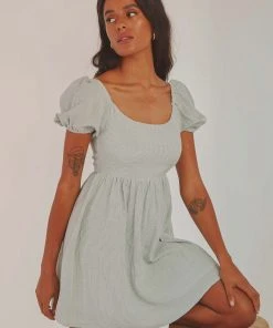 Peppermayo On The Horizon Mini Dress - Sage Gingham