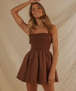 Peppermayo Exclusive European Towns Linen Mini Dress - Choc Brown New & Most Loved 9 Peppermayo Exclusive European Towns Linen Mini Dress - Choc Brown New & Most Loved