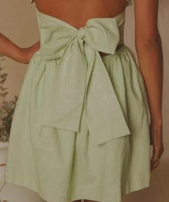 Peppermayo Exclusive European Towns Linen Mini Dress - Sage New & Most Loved