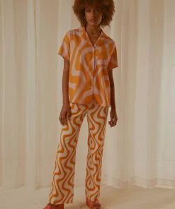 Peppermayo Exclusive Feels Like Sunday Shirt - Orange Wave New & Most Loved