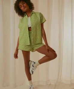 Peppermayo Exclusive Seventies Groove Shirt - Lime Warp Check New & Most Loved