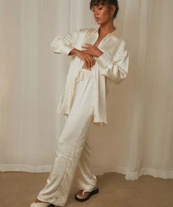 4th & Reckless New & Most Loved Leo Trouser - Cream Satin