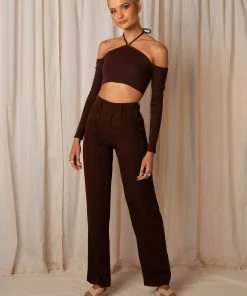 Peppermayo Exclusive Set The Tone Suit Pants - Chocolate New & Most Loved