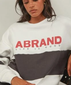 Abrand A Oversized Panelled Sweater - White Black New & Most Loved