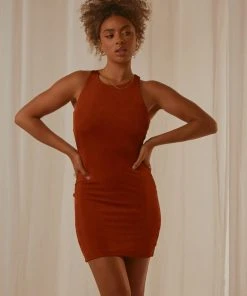 Peppermayo Moving On Up Mini Dress - Choc Brown