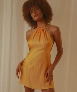 Peppermayo Exclusive Love Lessons Mini Dress - Mango Shimmer New & Most Loved