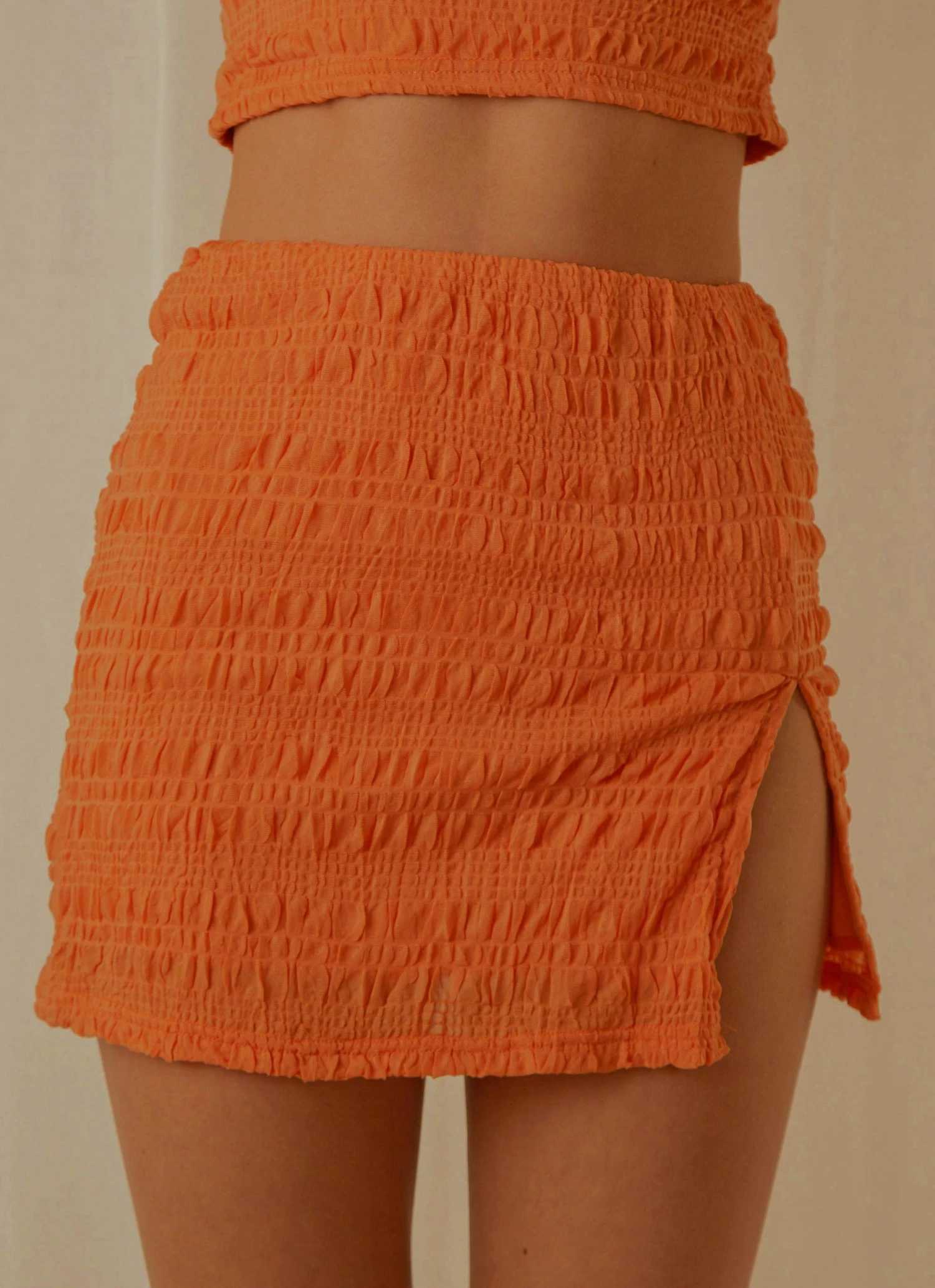 Peppermayo Exclusive My Type Ruched Mini Skirt - Papaya 3 Peppermayo Exclusive My Type Ruched Mini Skirt - Papaya