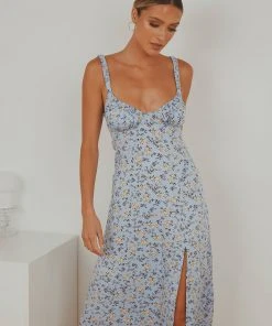 Peppermayo Lasting Summer Midi Dress - Blue Floral New Dresses