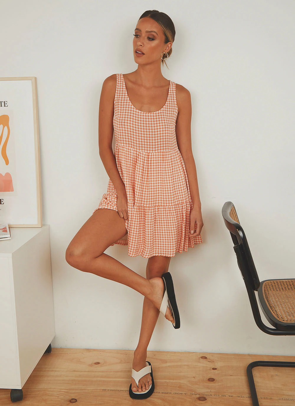 Peppermayo Facing The Sun Mini Dress - Peach Gingham New Dresses 3 Peppermayo Facing The Sun Mini Dress - Peach Gingham New Dresses
