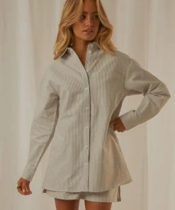 4th & Reckless New & Most Loved Heaton Shirt - Grey Stripe 7 4th & Reckless New & Most Loved Heaton Shirt - Grey Stripe