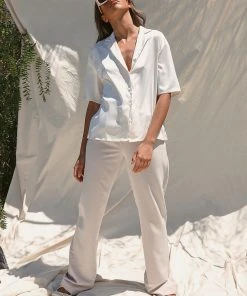 Peppermayo Exclusive Dream States Shirt - Ivory Satin New & Most Loved