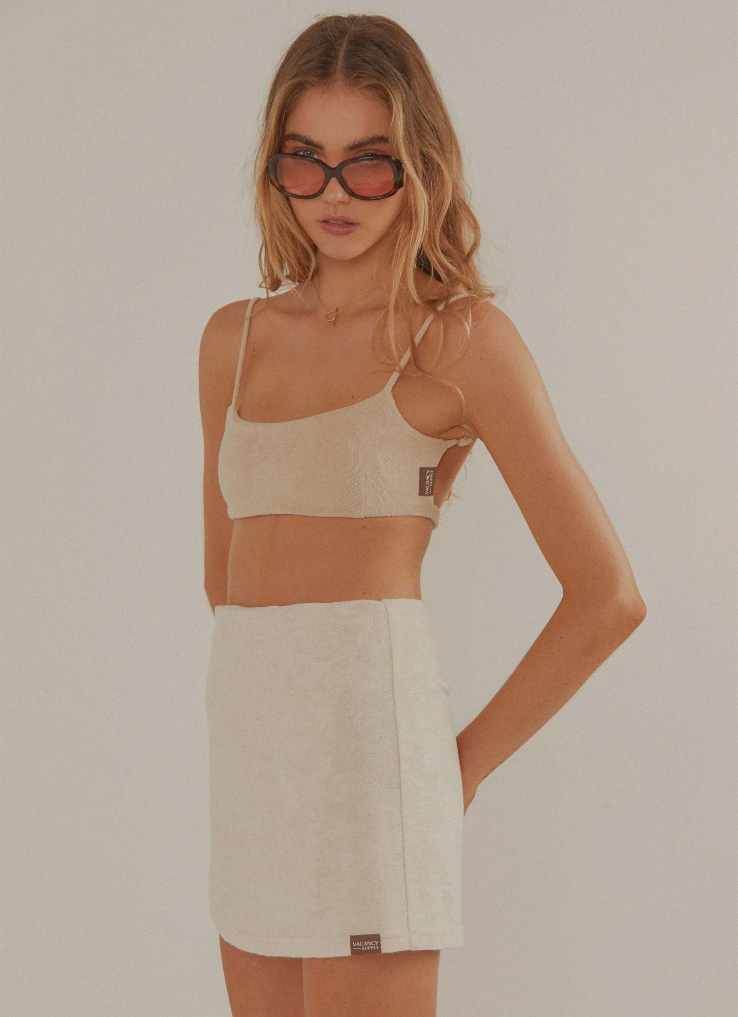 Vacancy Supply Sunbather Terry Crop - Beige 5 Vacancy Supply Sunbather Terry Crop - Beige